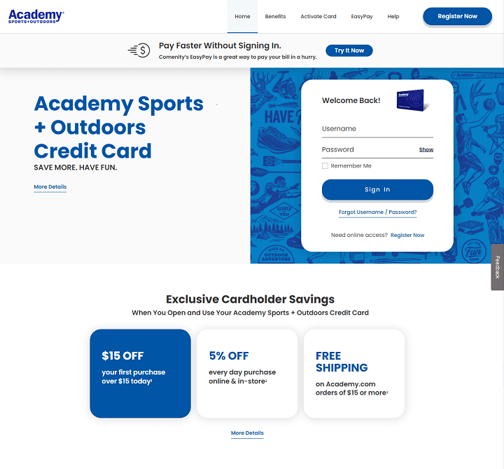 Academy Sports Credit Card Login