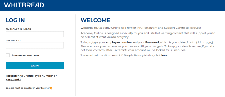 whitbread employee login